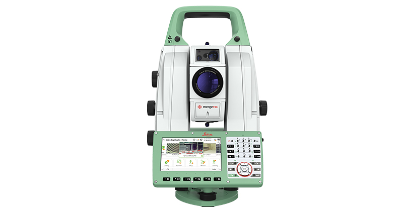 Leica Nova MS60 MultiStation sur fond blanc.